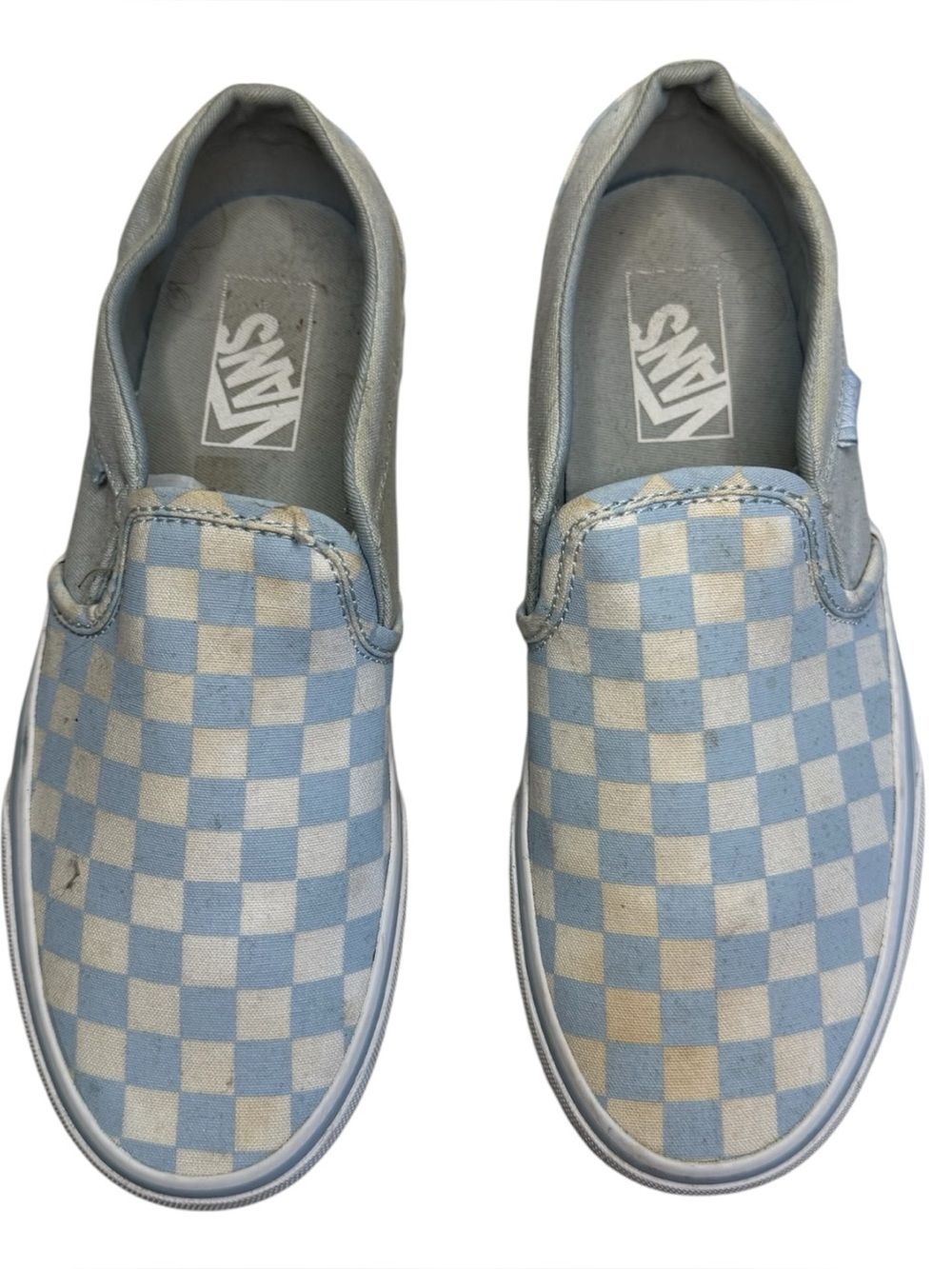 Vans Slip On Checkerboard Light Blue Women's Size 8 Skateboard Shoes